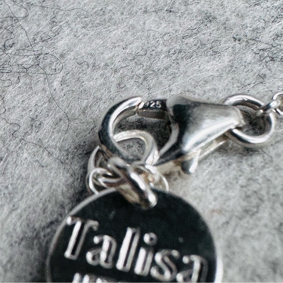 Talia - Sterling Silver Necklace with hammered circle with Swarovski crystals - Picture 7 of 14